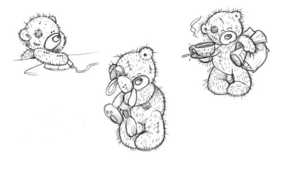 Мишка Тедди рисунок карандашом