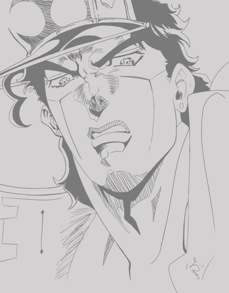 Джотаро Куджо чёрно белое