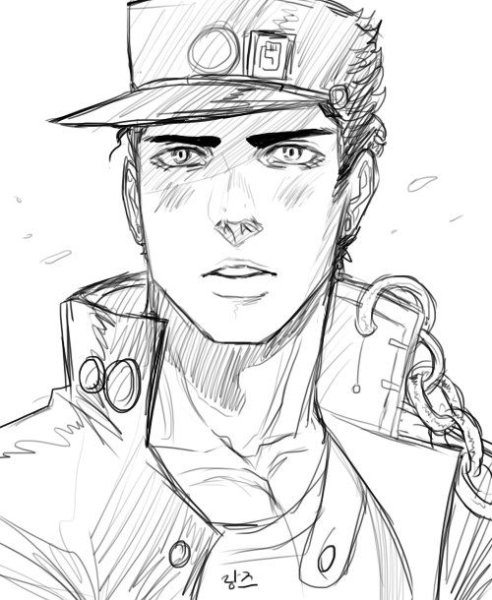 Джотаро Куджо чёрно белое