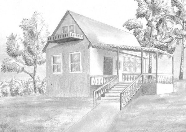 Нарисовать дом карандашом