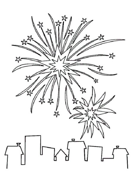 Салют рисунок карандашом