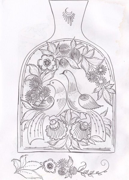 Разделочная доска раскраска для детей Городецкая роспись