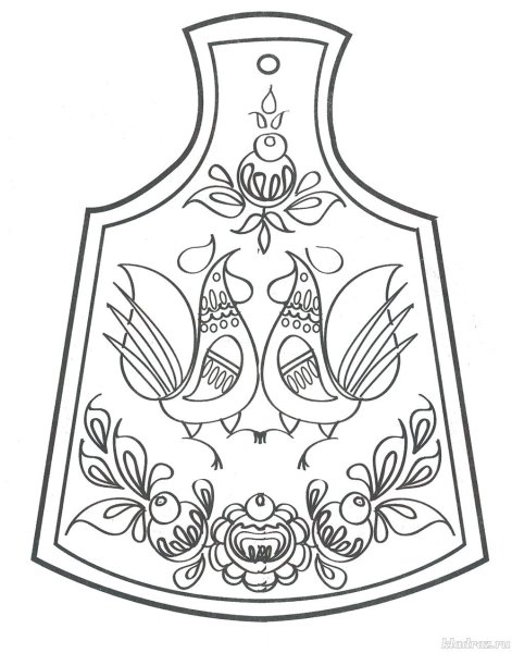 Городецкая роспись доска разделочная раскраска