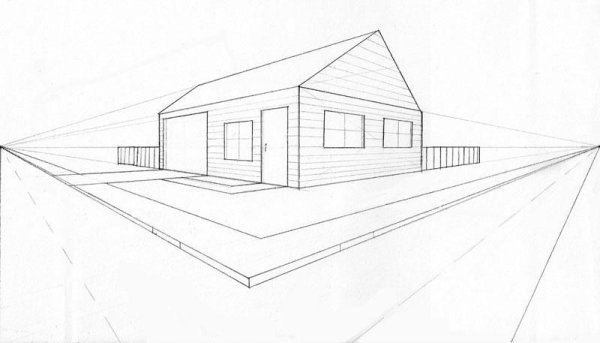 Дом в перспективе с 2 точками схода