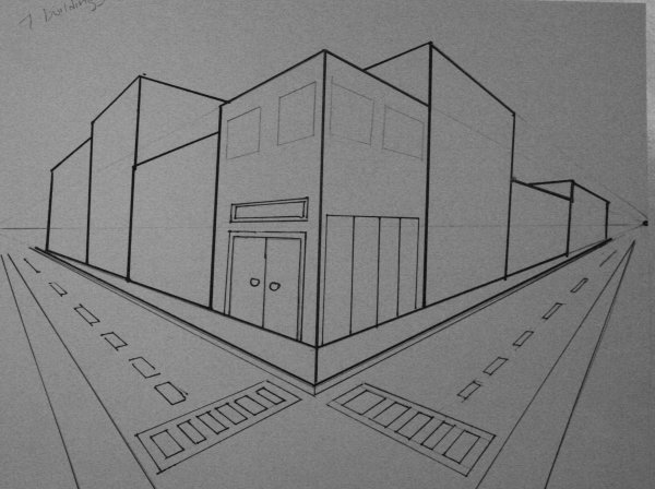 Дом снизу карандашом перспектива