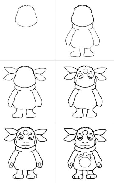 Герои из мультфильма Лунтик для срисовки