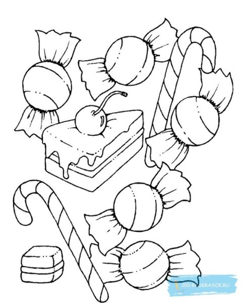 Конфетка раскраска для детей