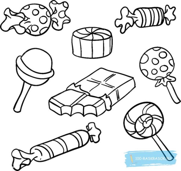 Конфета раскраска для детей