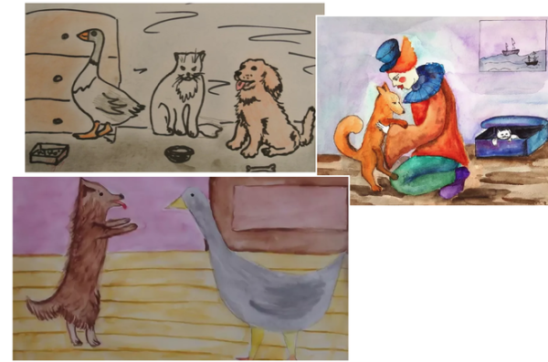 Каштанка рисунок детский