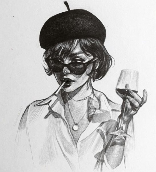 Девушка с бокалом арт