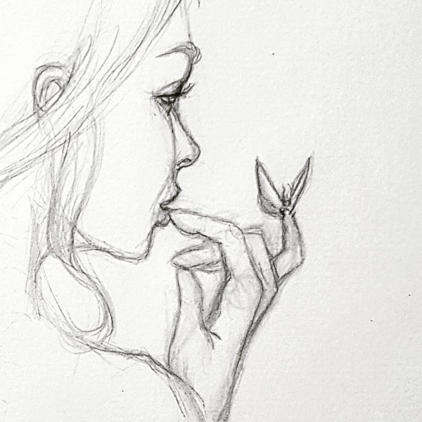 Красивые рисунки с карандашом девушка с сигаретой