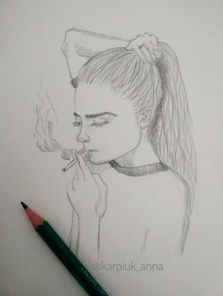 Скетчи карандашом курение