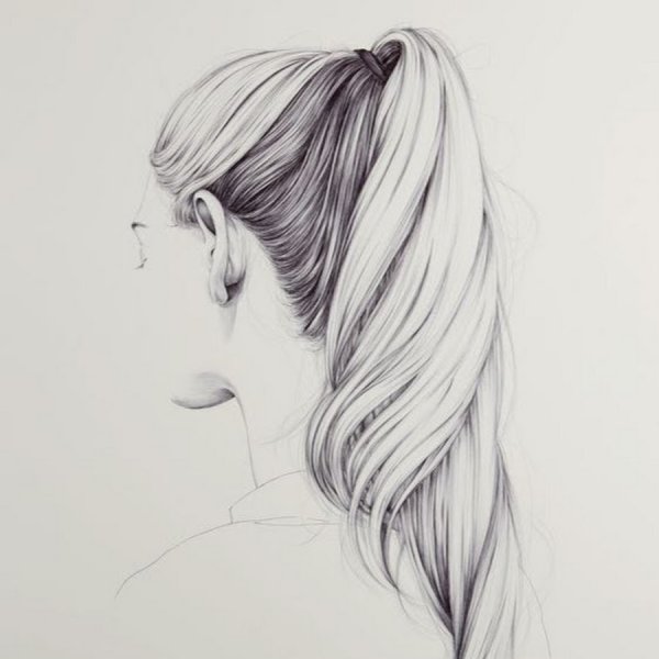 Прическа в профиль карандашом
