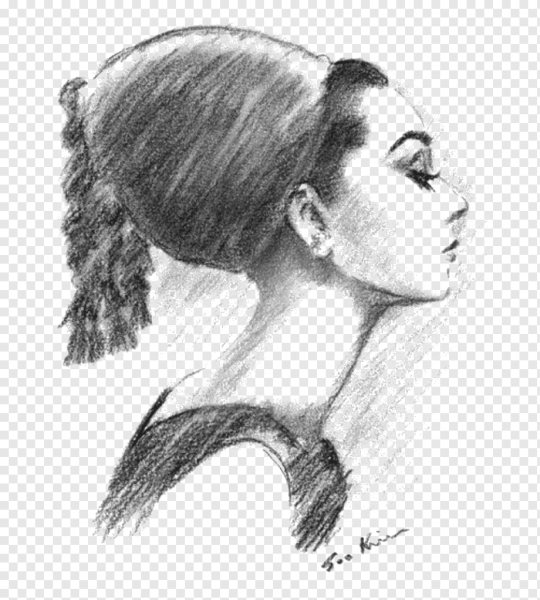 Профиль девушки карандашом