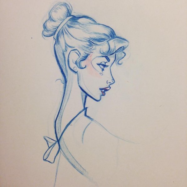 Девушка в профиль скетч