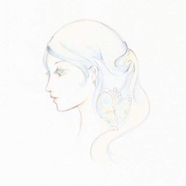 Женское лицо в профиль карандашом