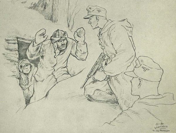 Солдат на войне карандашом