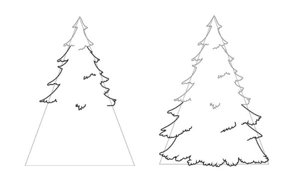 Поэтапное рисование новогодней елки