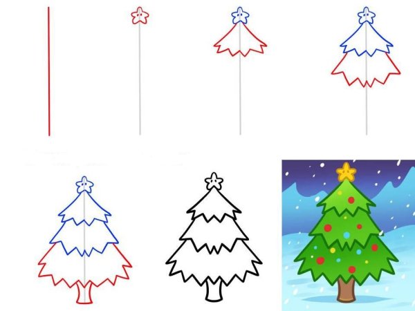 Ель карандашом