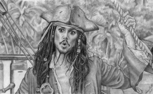 Раскраска Джека воробья из пиратов Карибского моря