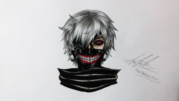 Канеки Кен срисовка лёгкая