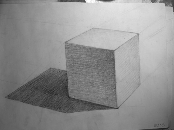 Куб штриховка карандашом