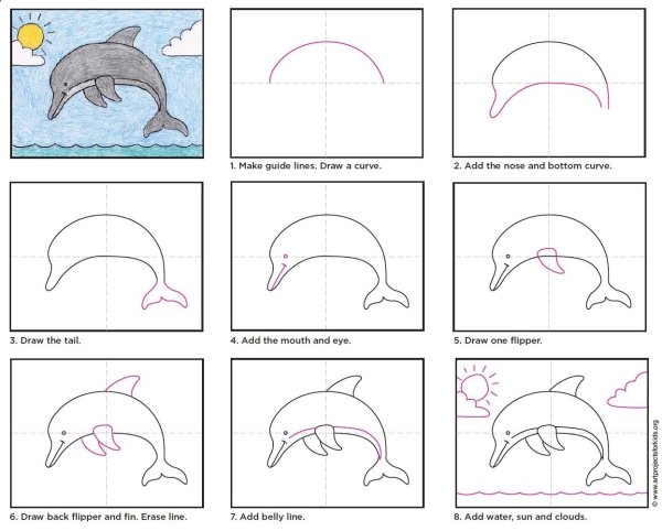 Легкие трафареты с дельфинами