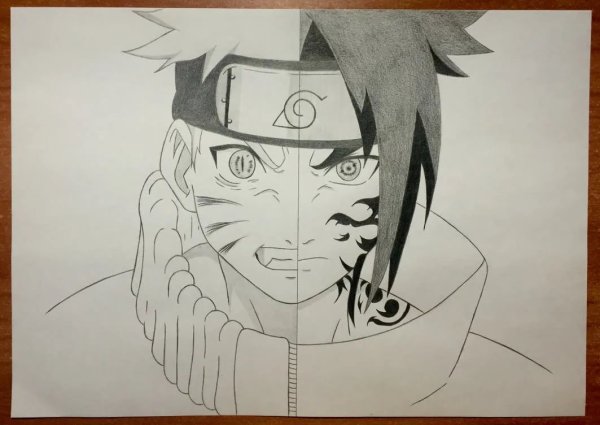 Аниме для срисовки Наруто Саске