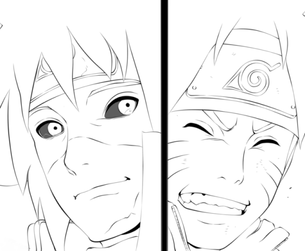 Раскраска аниме Наруто Обито и Минато