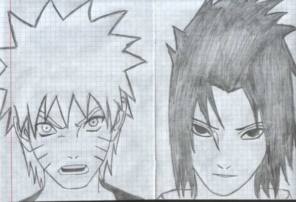 Наруто и Саске срисовка легко