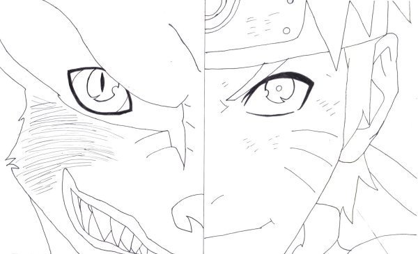 Раскраски аниме Наруто девятихвостый