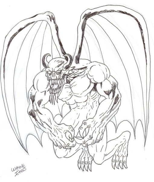 Демон зарисовки карандашом