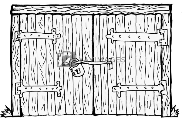 Деревянные ворота раскраска для детей