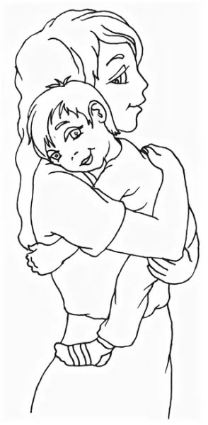 Раскраска мама и сын