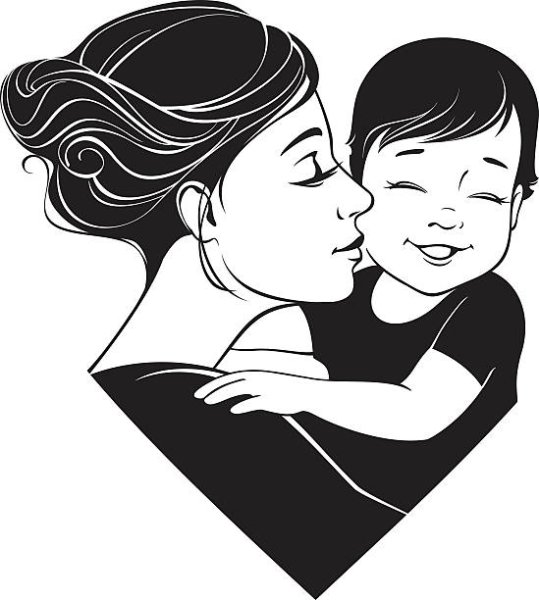 Силуэт мамы и сына