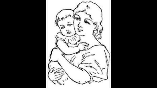 Мама с ребёнком на руках рисунок