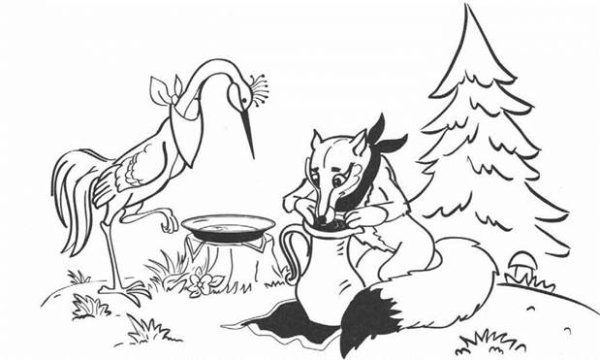 Рисунок к сказке лиса и журавль
