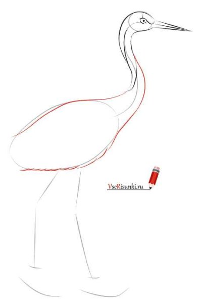 Журавль рисунок поэтапно