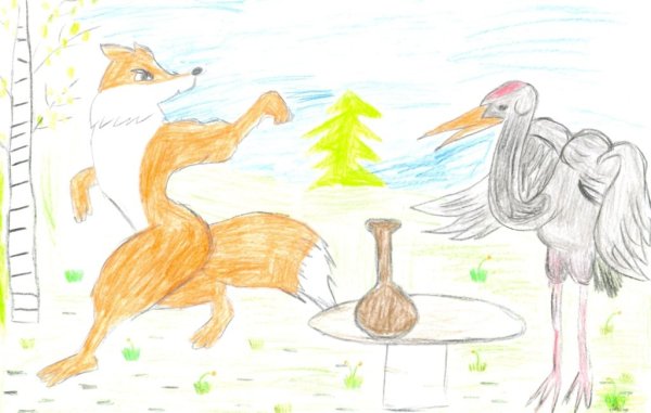 Сказка лиса и журавль 2 класс