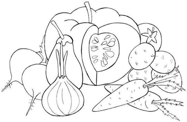 Рисование овощи и фрукты