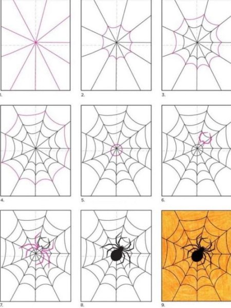 Как нарисовать паутину на весь лист