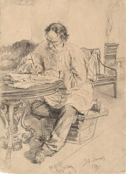 Портрет Толстого Льва Николаевича черно белый