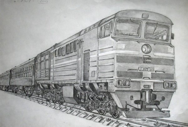 Тепловоз 2тэ10м черно белый