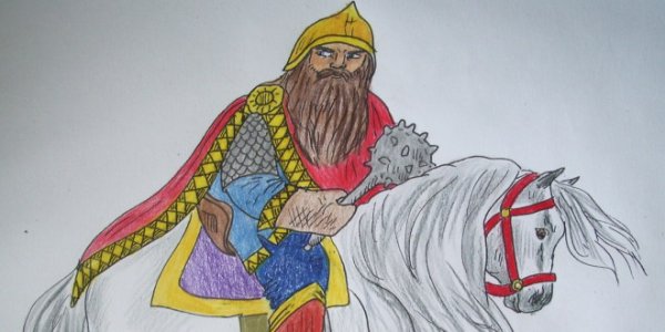 Рисунок богатыря в цвете