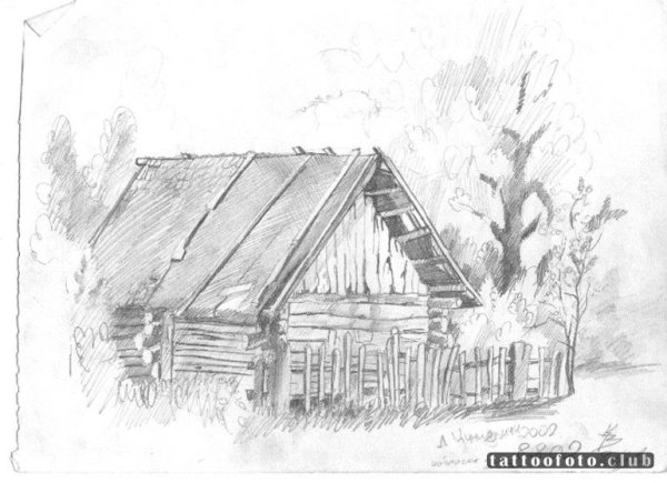 Хижина карандашом