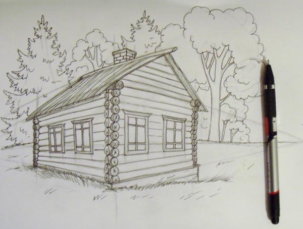 Зимний пейзаж раскраска