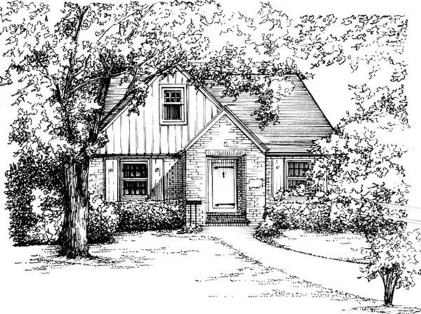 Домик в лесу карандашом