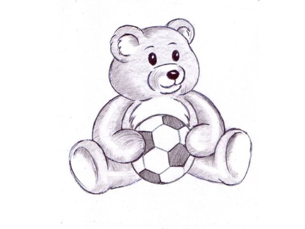 Мишка с сердечком карандашом