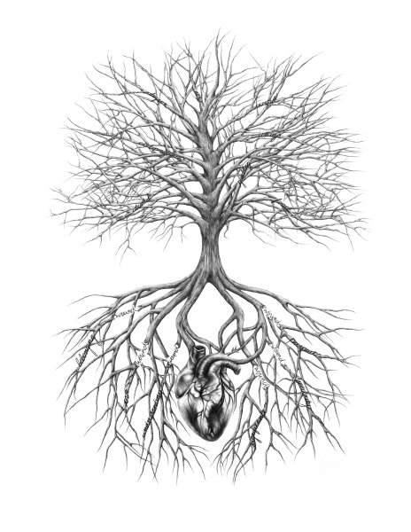 Тату дерево с корнями