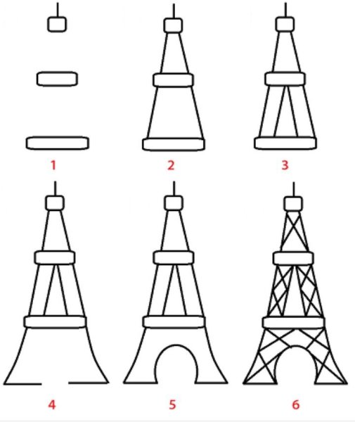Поэтапное рисование башни